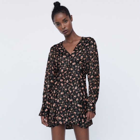 NWT Zara Long Sleeve Floral Print Mini Dress - Picture 4 of 11